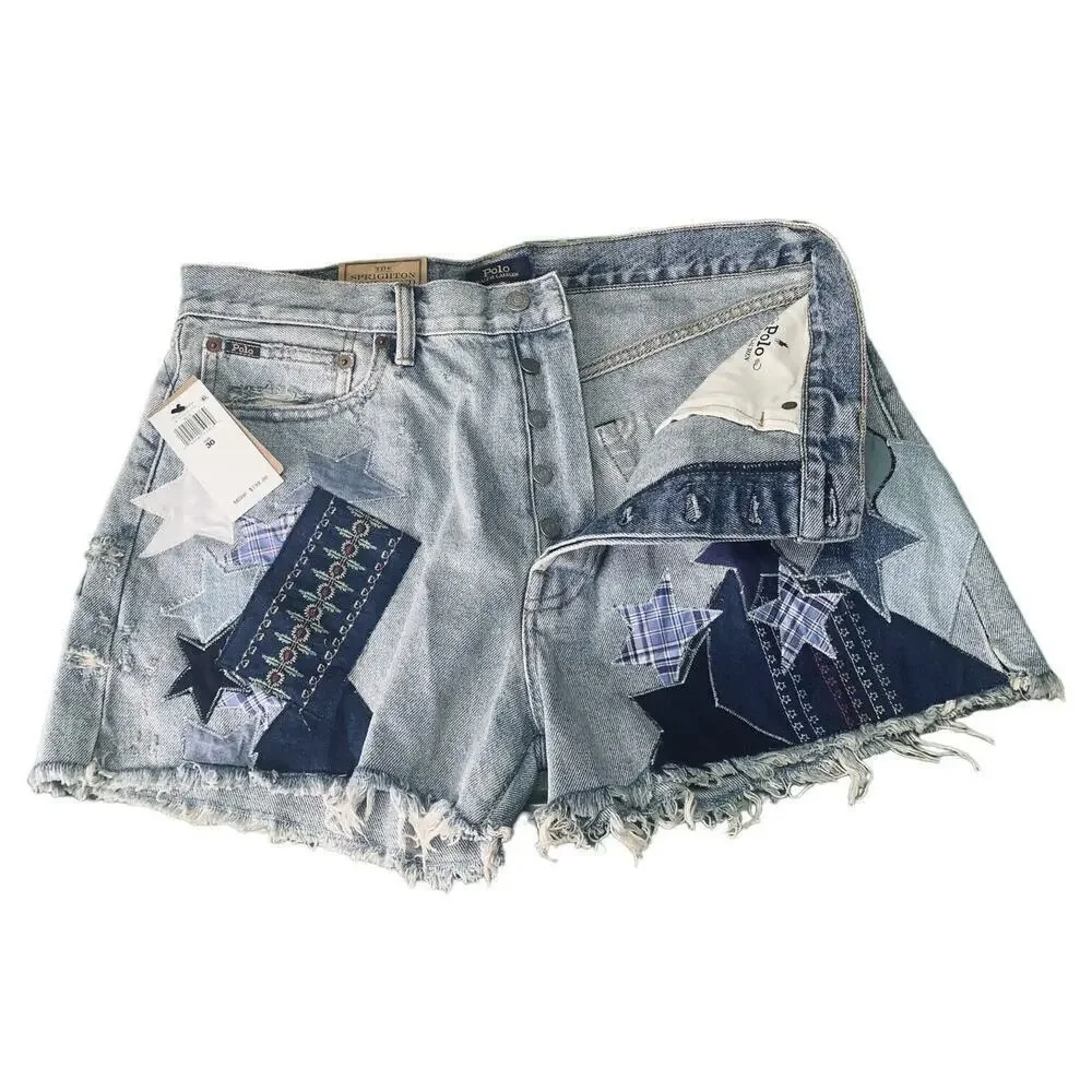 Polo Ralph Lauren Sprighton Boyfriend Patchwork Shorts Womens Size 30 NWT $198 - Picture 10 of 15